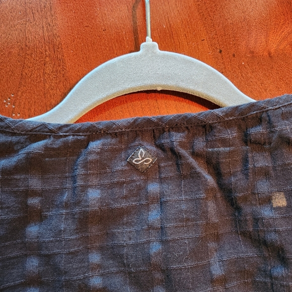 Prana Lucie Cotton Short Sleeve Button Up Embroidered Panel Top - Size Small - Picture 8 of 9